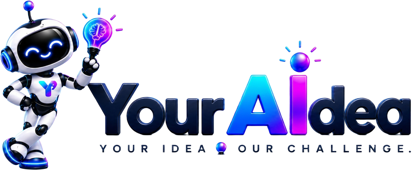 Your AIdea logo with robot and light bulb