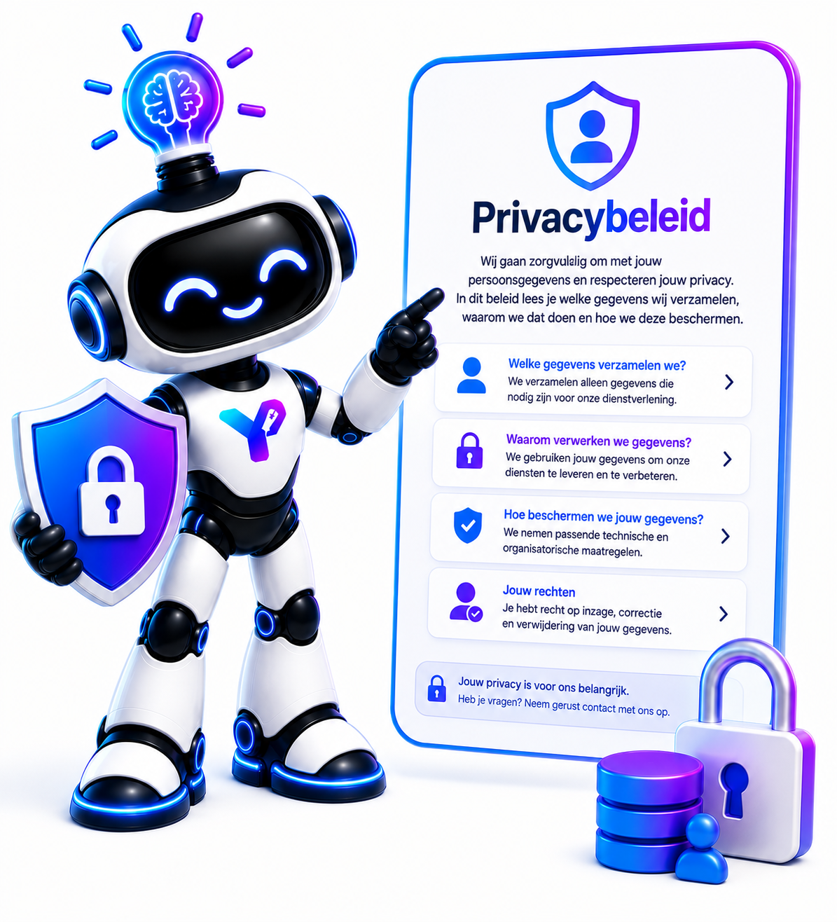 Your AIdea robot holding a shield and a document