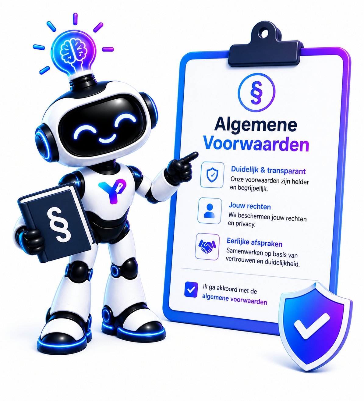 Your AIdea robot holding a shield and a document