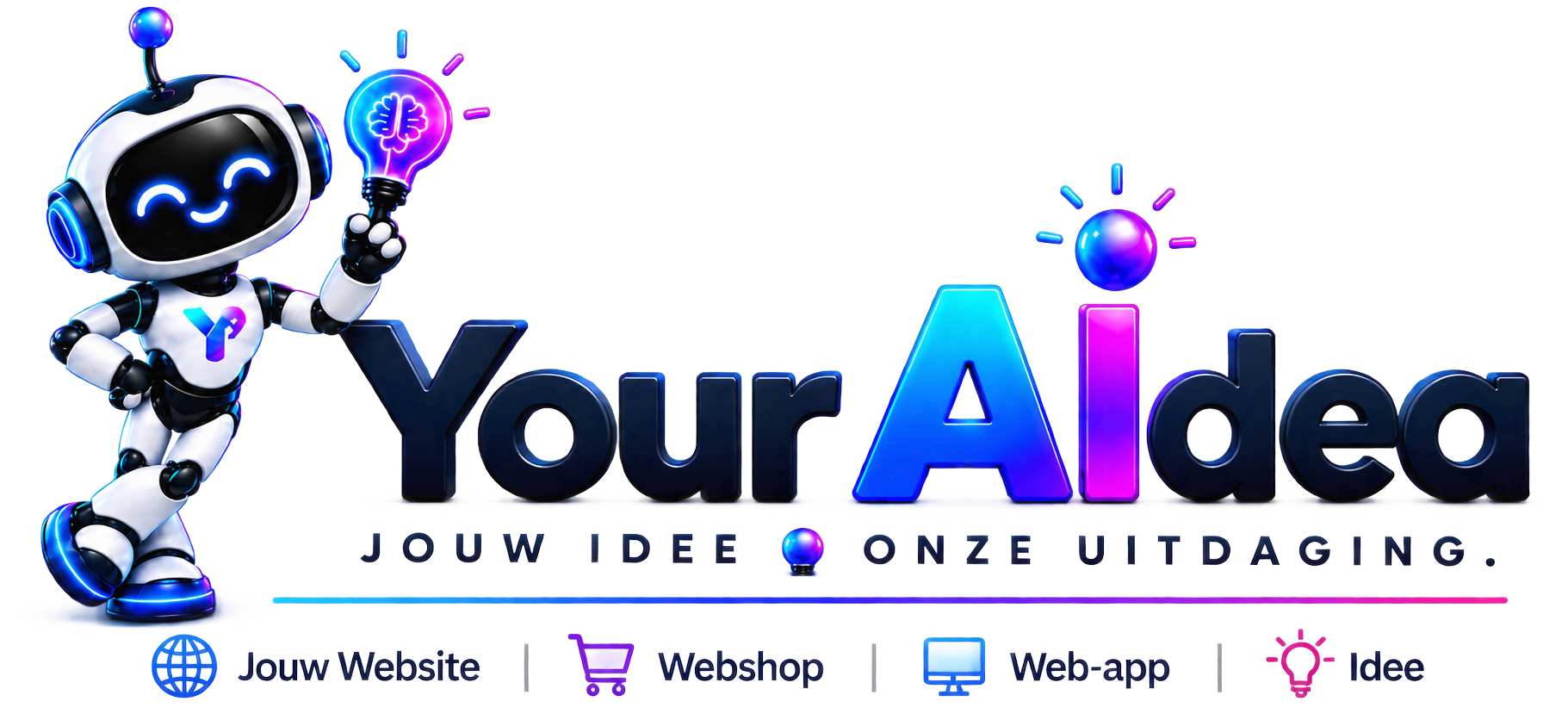 Your AIdea logo met robot en lampje