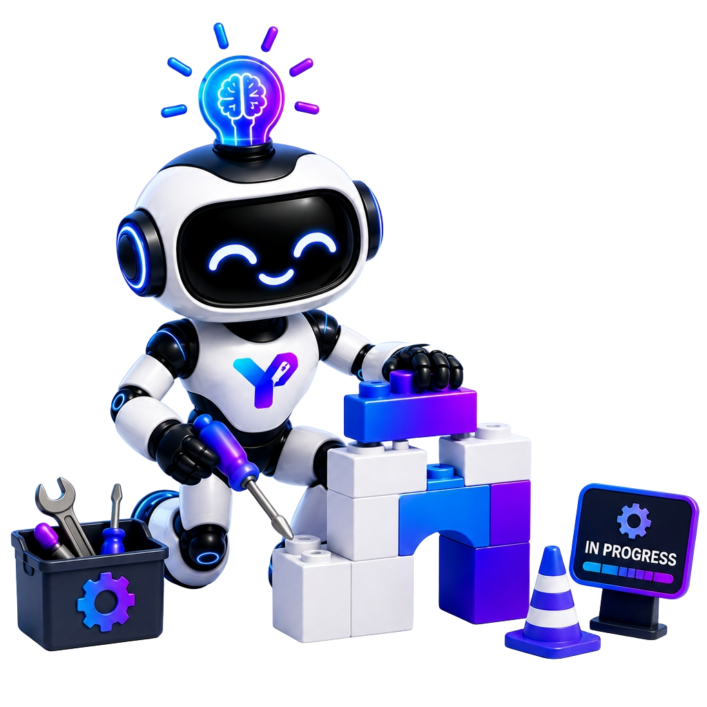Your AIdea robot with floating idea light bulbs